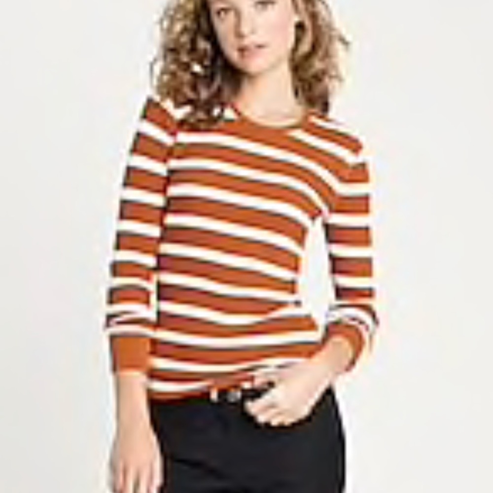 J.Crew Vintage Stripe Thermal Top Burnt Orange